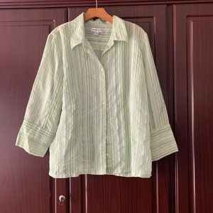 Coldwater Creek Green Striped Button Down
